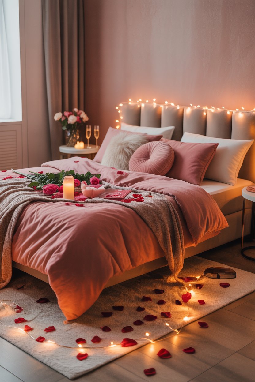 cozy romantic bedroom with nightstands