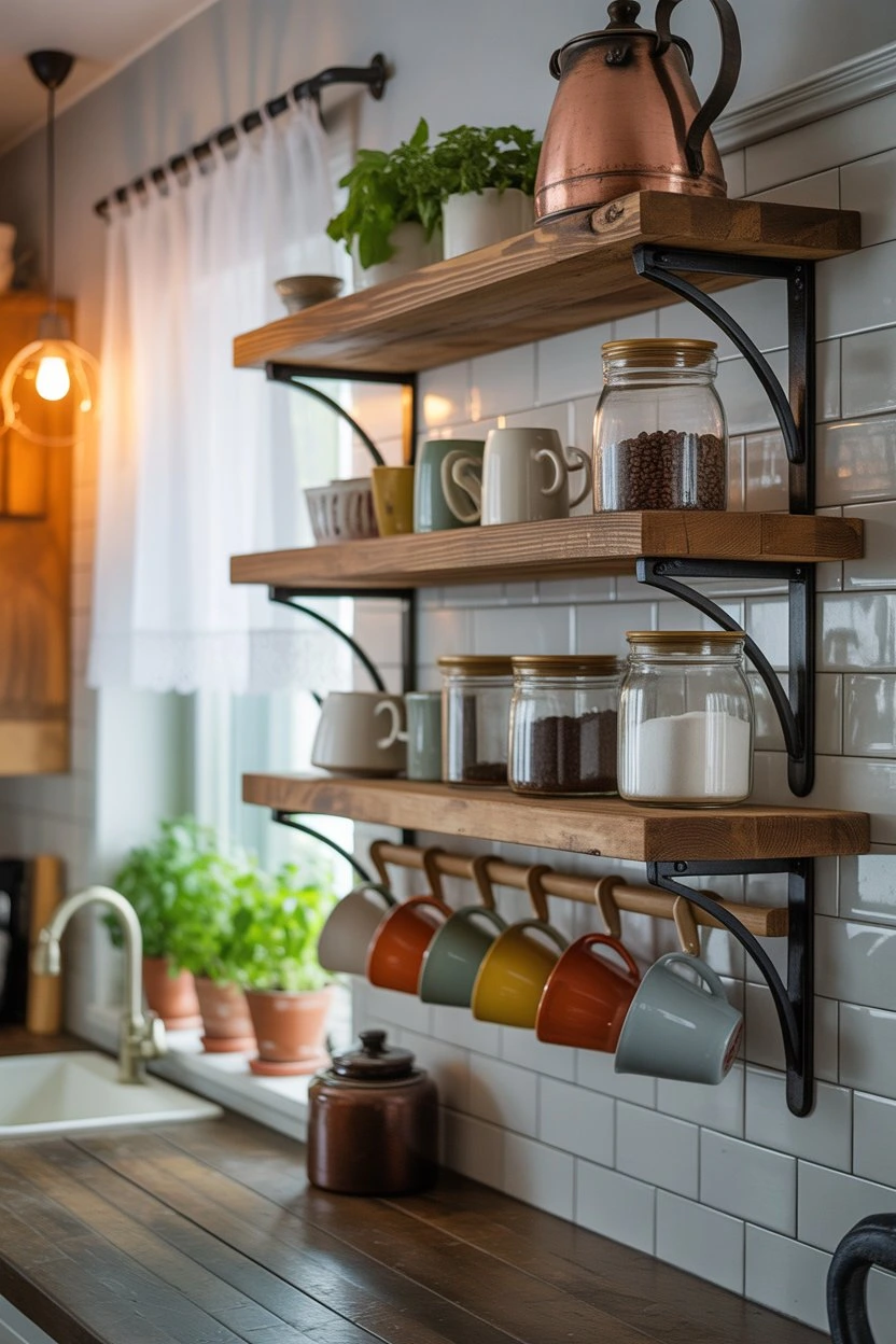 DIY coffee shelf for small kitchens