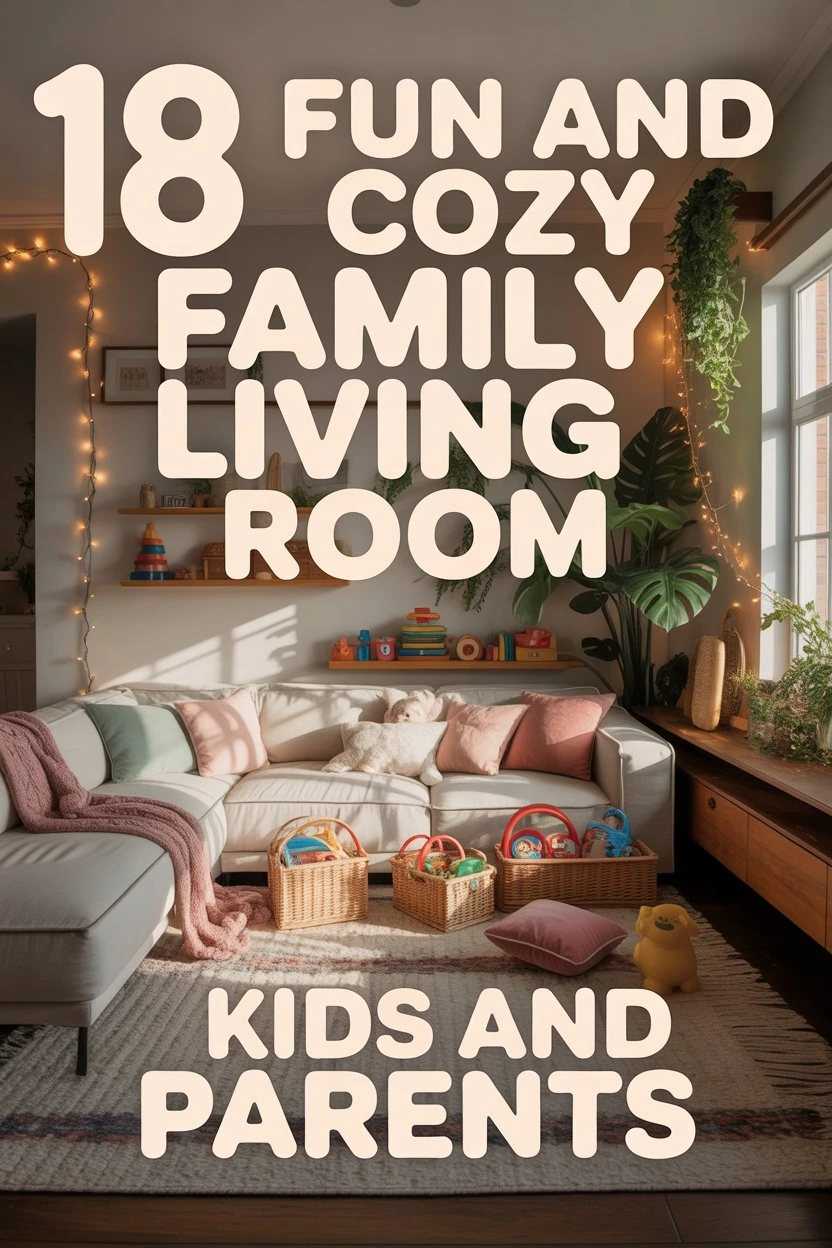 Fun and cozy family living room for kids and parents with toys and soft decor