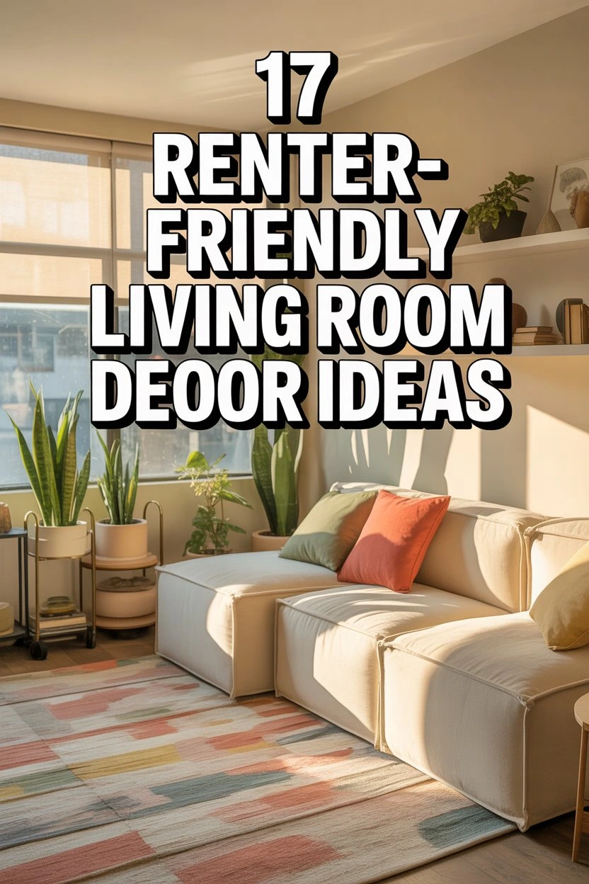 Renter-friendly modern living room decor with sofa, plants and natural light
