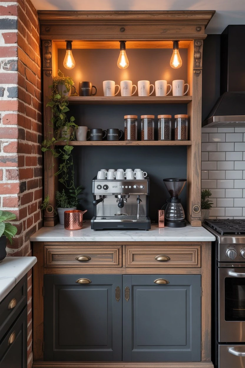 Repurposed furniture coffee station