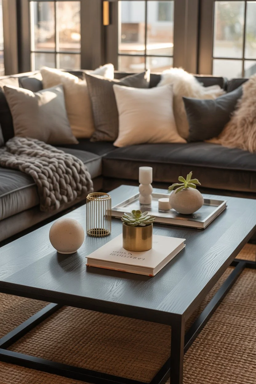 Color-coordinated coffee table decor