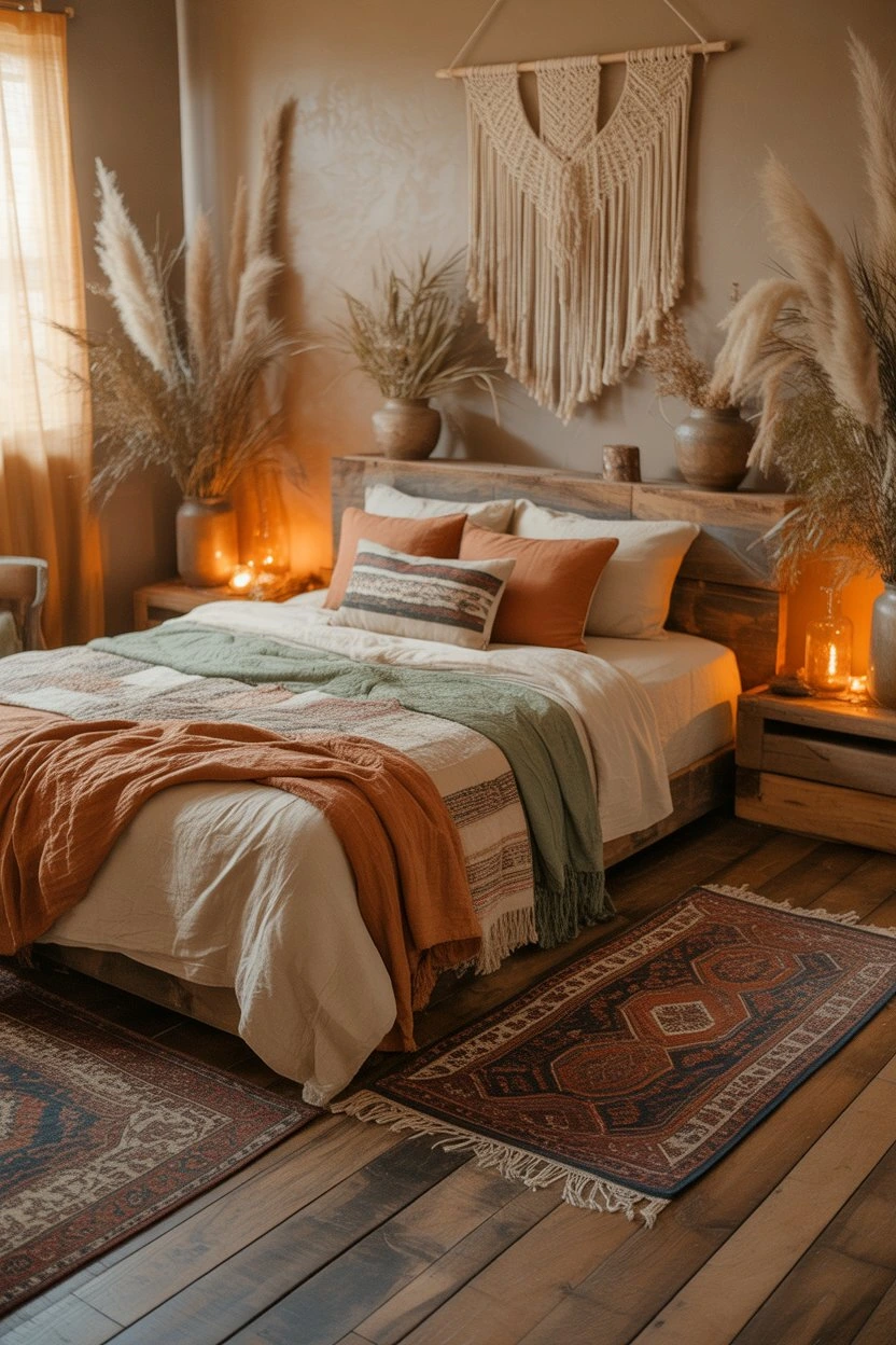 Cozy rustic bohemian bedroom retreat