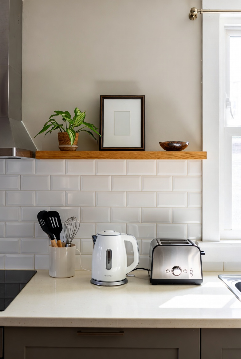 minimal clean kitchen counter spring decor