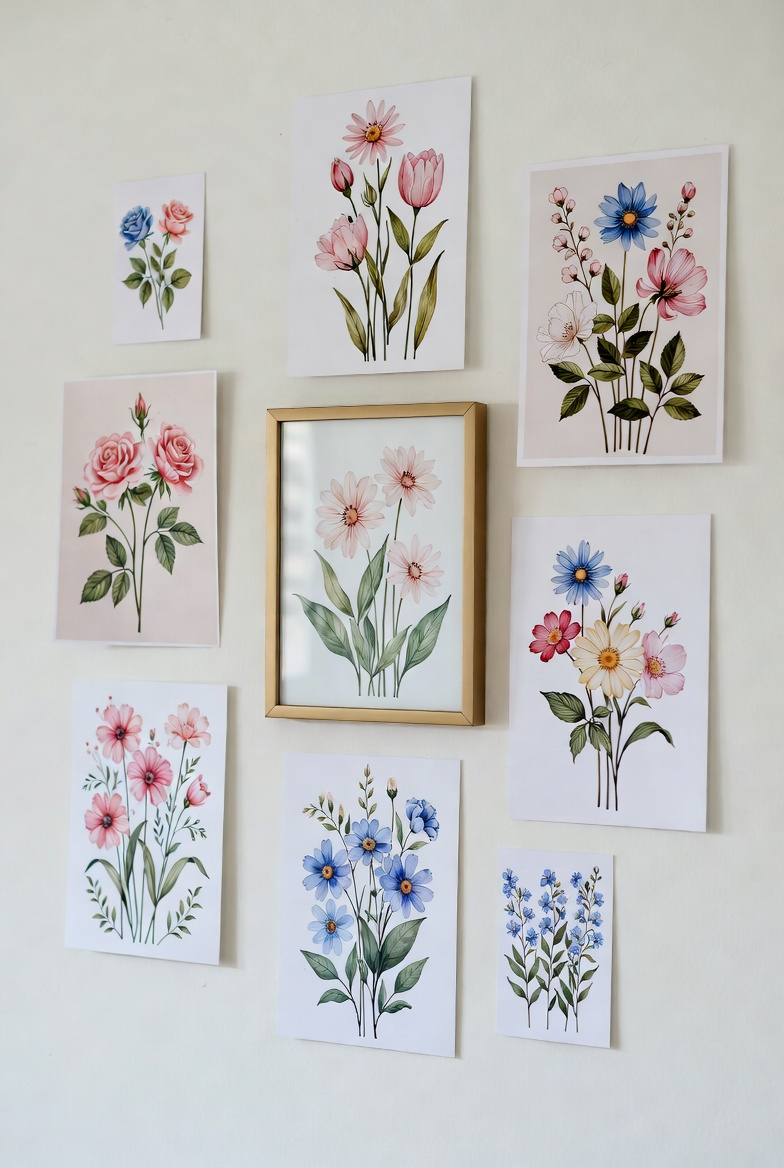 floral wall art in spring kitchen decor