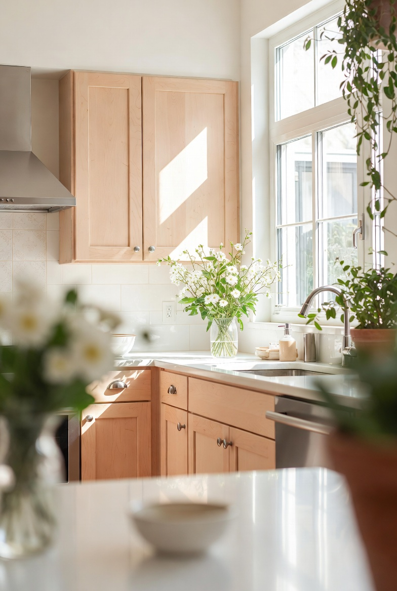spring kitchen refresh with pastel tones, clean modern design and natural light