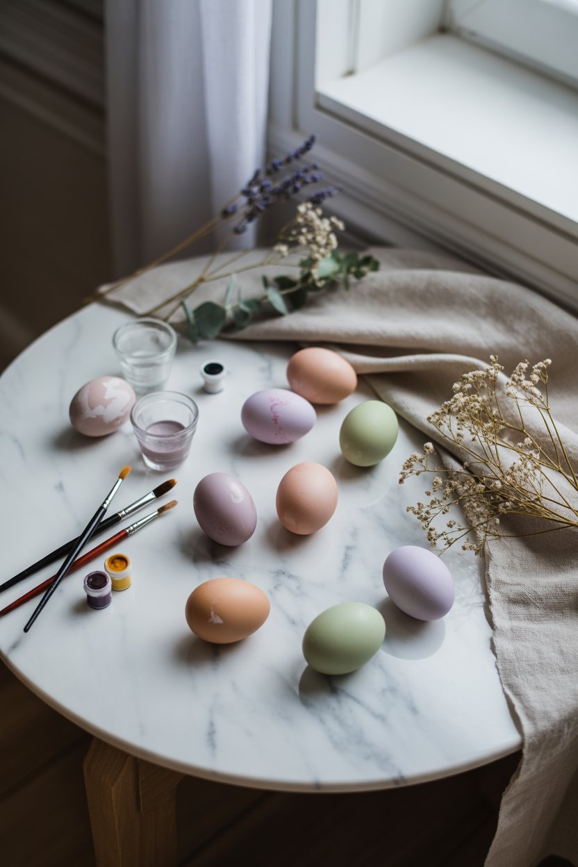 Classy Easter Egg Coloring with Pastel French Color Palette – Spring Celebration Idea