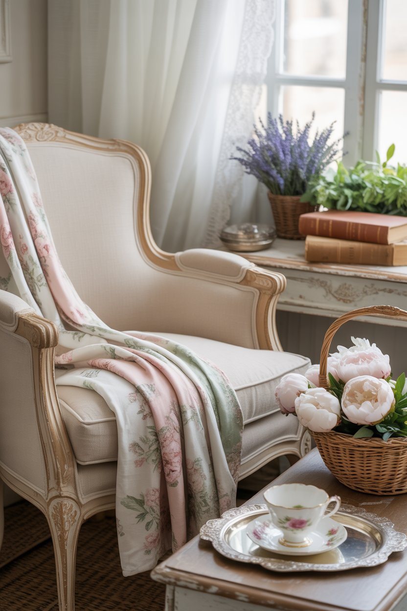 cozy French-style corner decor for Easter