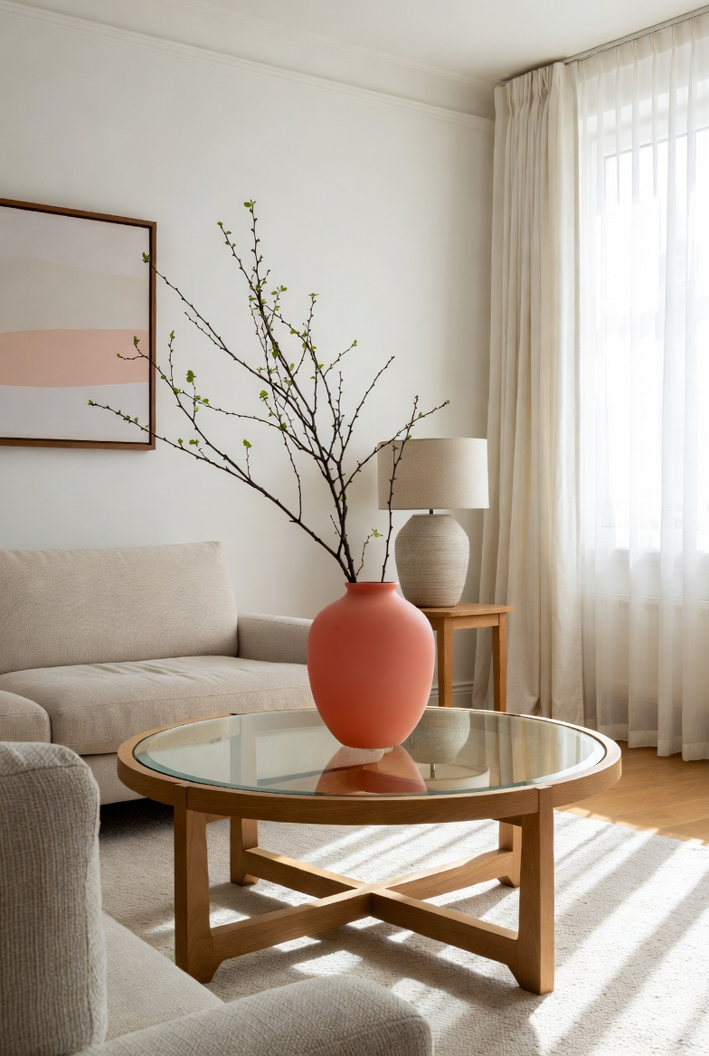 Bright color accent on coffee table