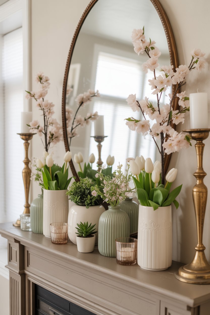 Layered mantel styling
