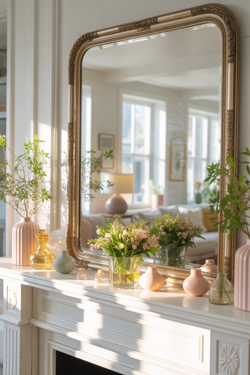 Mirror-styled mantel