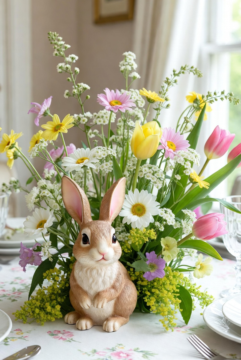 Easter bunny spring centerpiece dining table decor