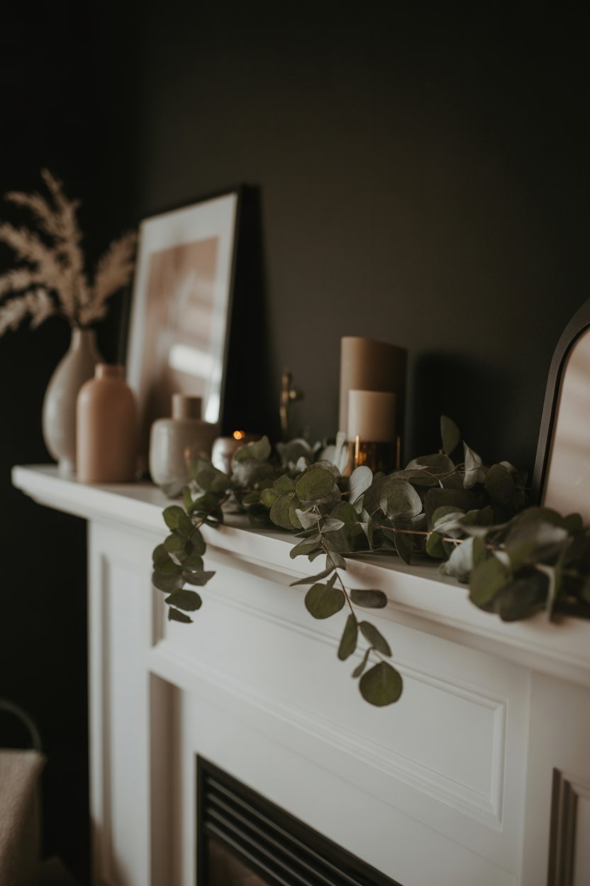 Minimal Greenery Mantel