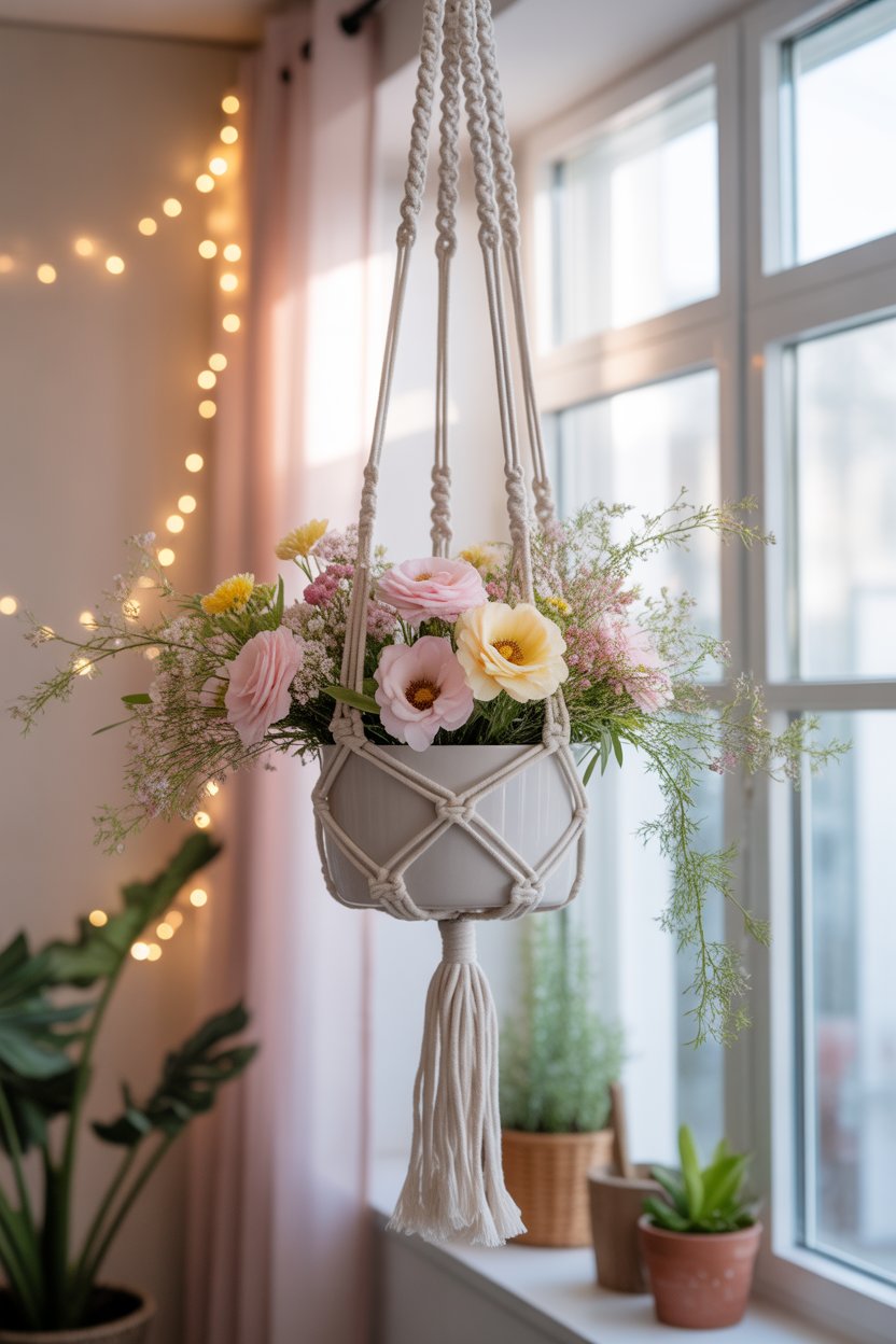 hanging easter floral arrangement decor idea