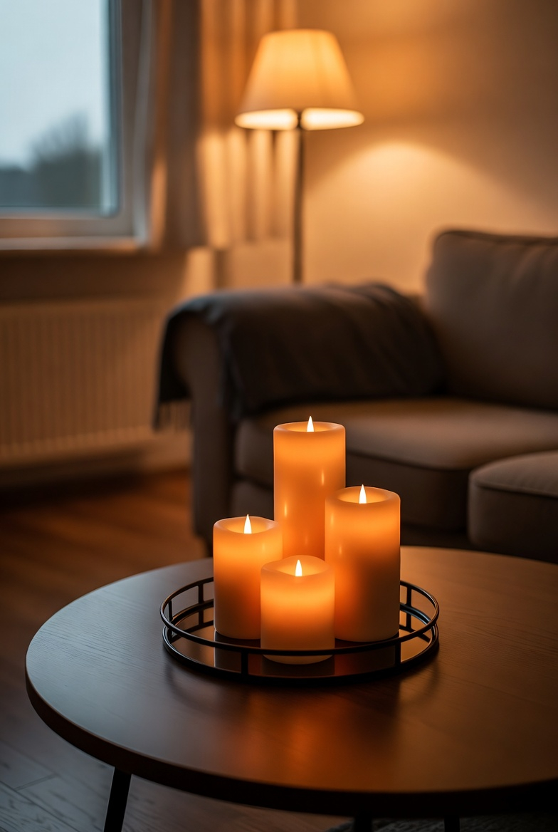 Coffee table tray styling with decorative accents