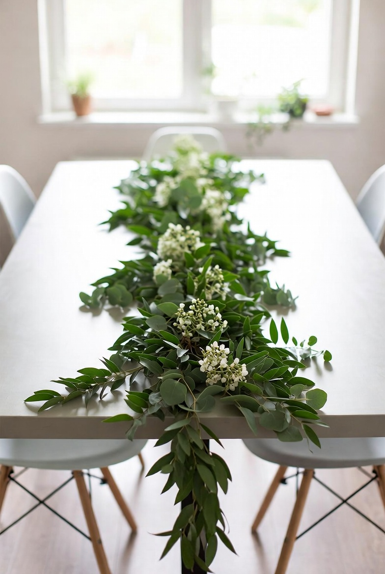minimalist greenery spring table centerpiece