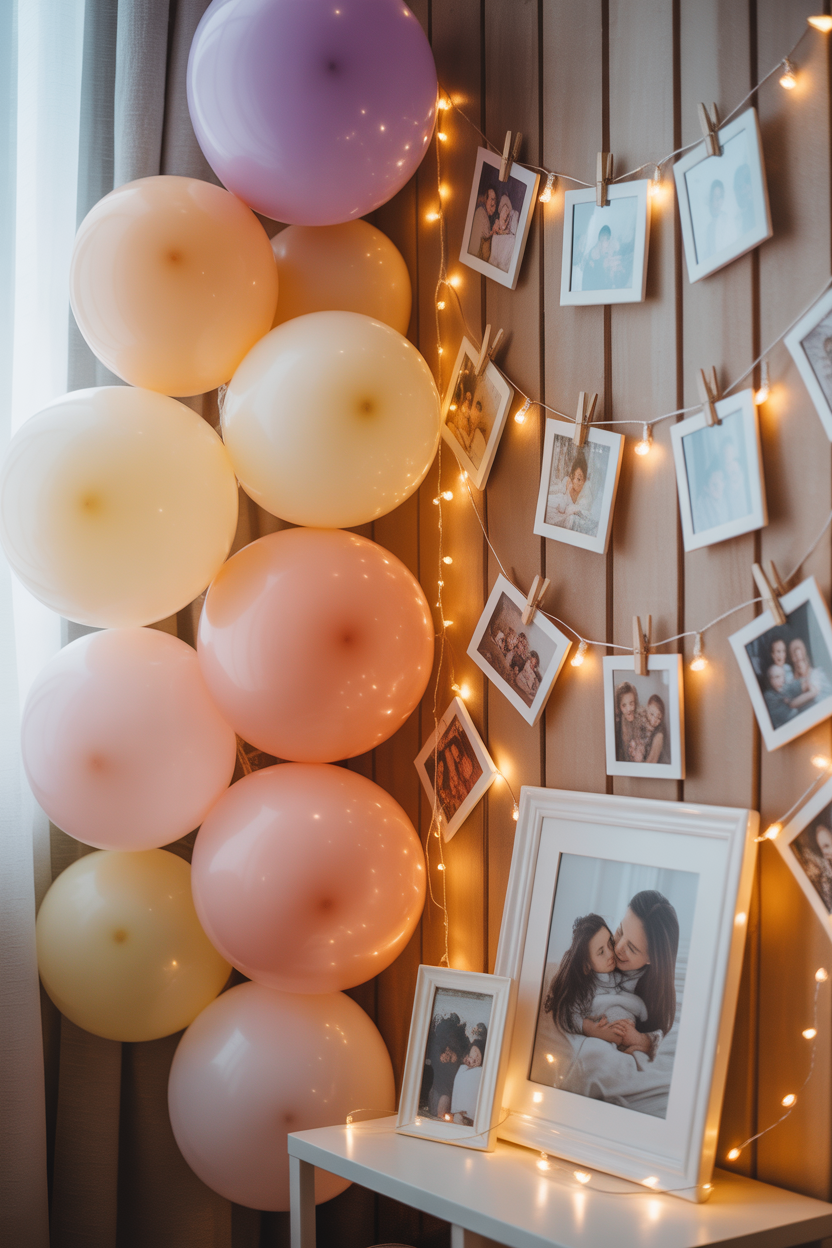DIY balloon surprise corner setup for Mother’s Day
