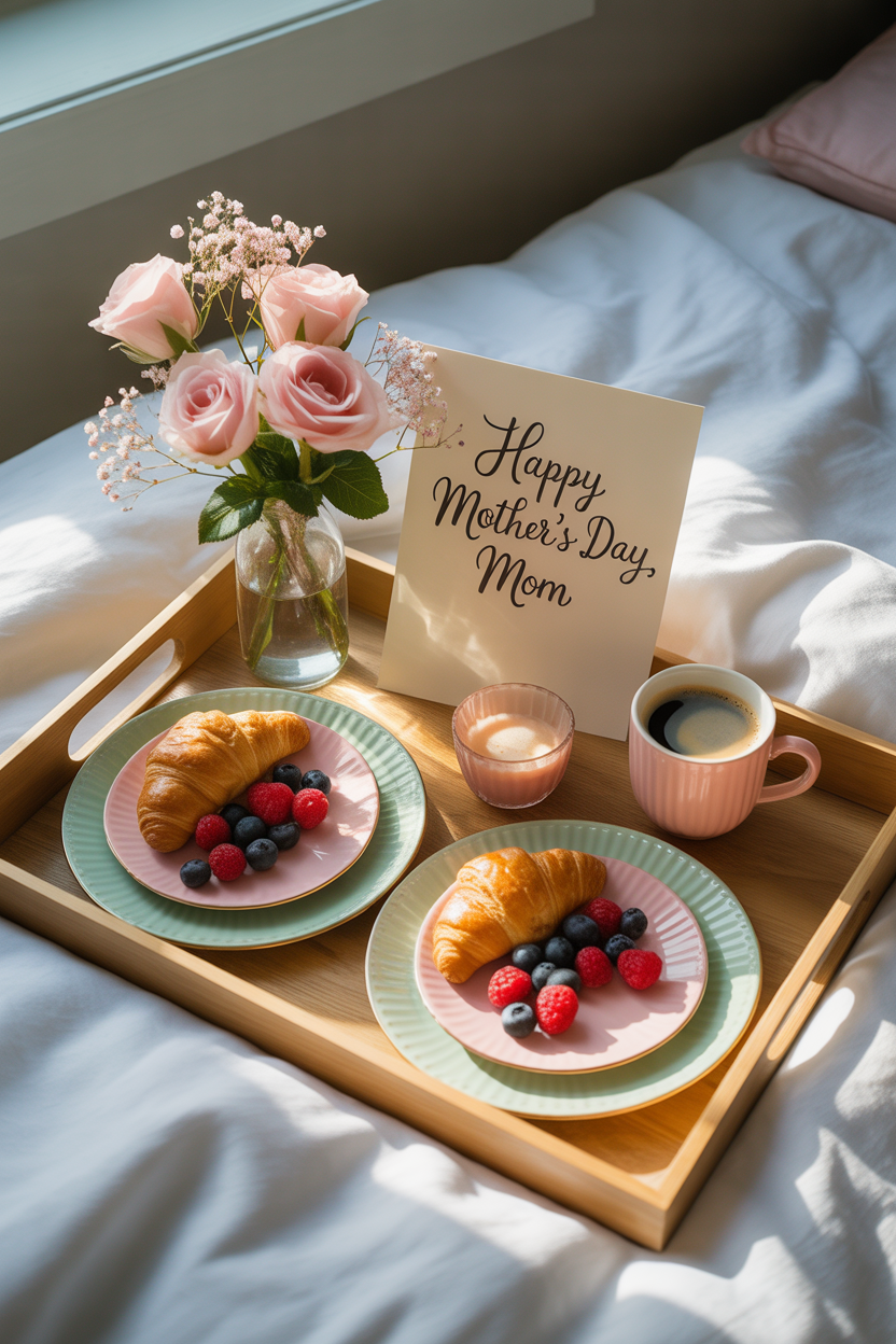 DIY breakfast-in-bed tray setup for Mother’s Day