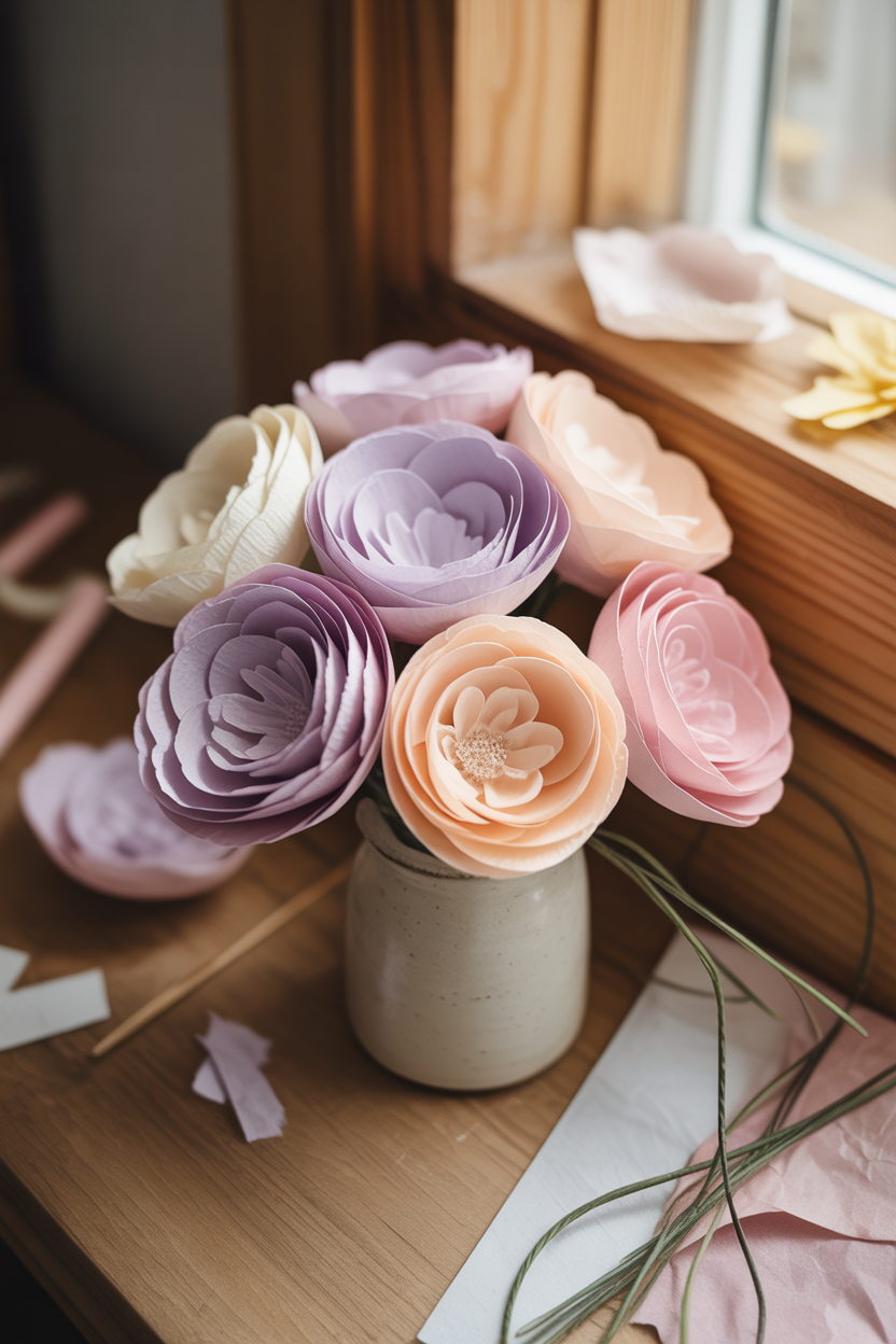 DIY paper flower bouquet for Mother’s Day gift