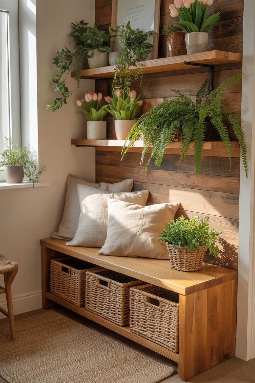wooden textures in entryway decor