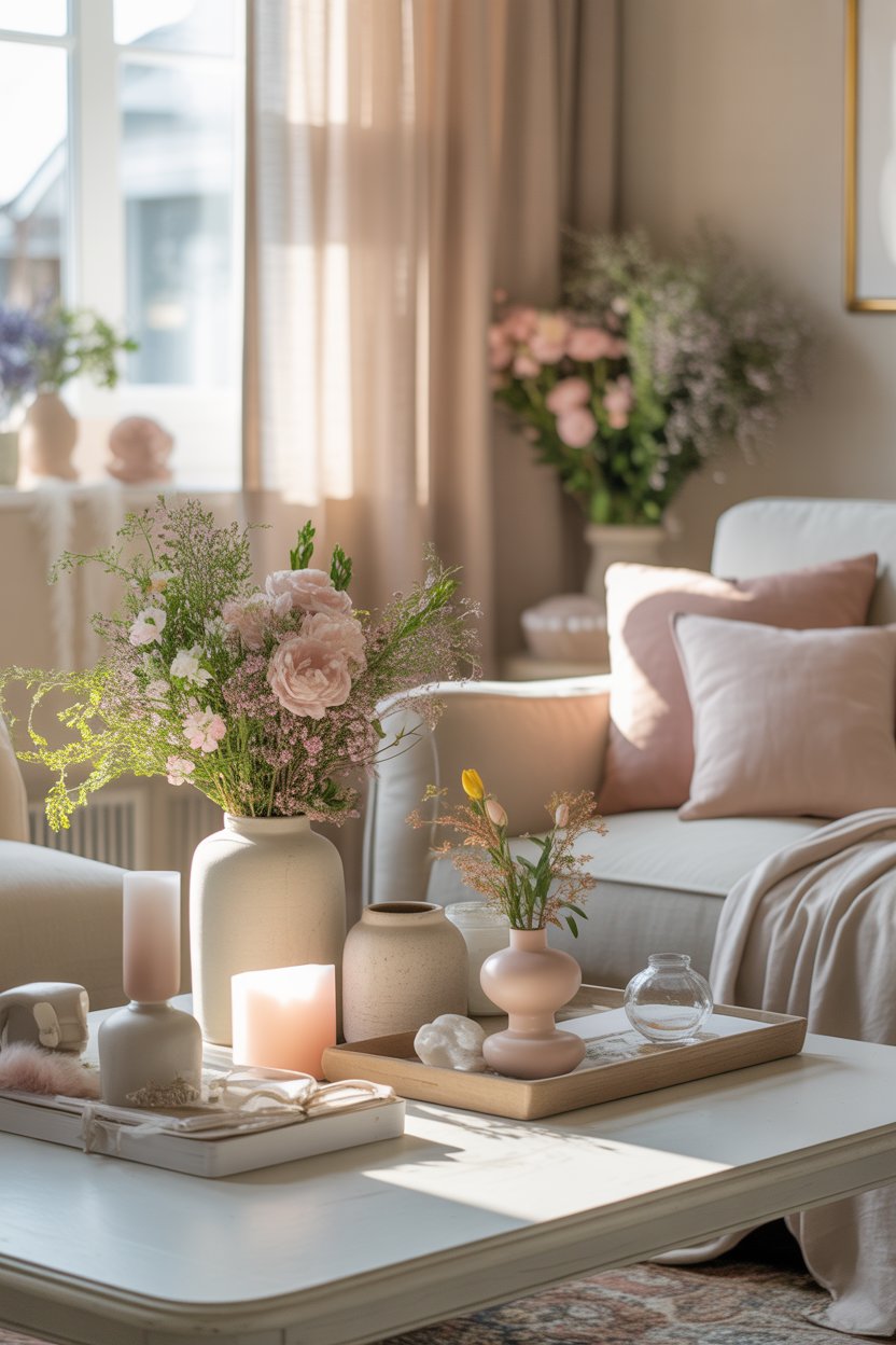 pastel and neutral Easter home decor palette