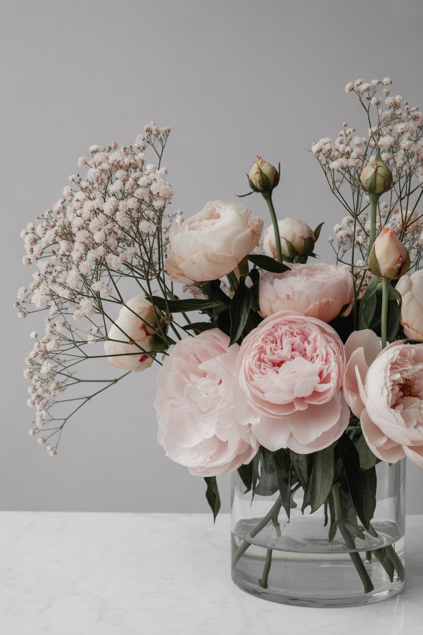 pastel rose easter floral arrangement romantic style