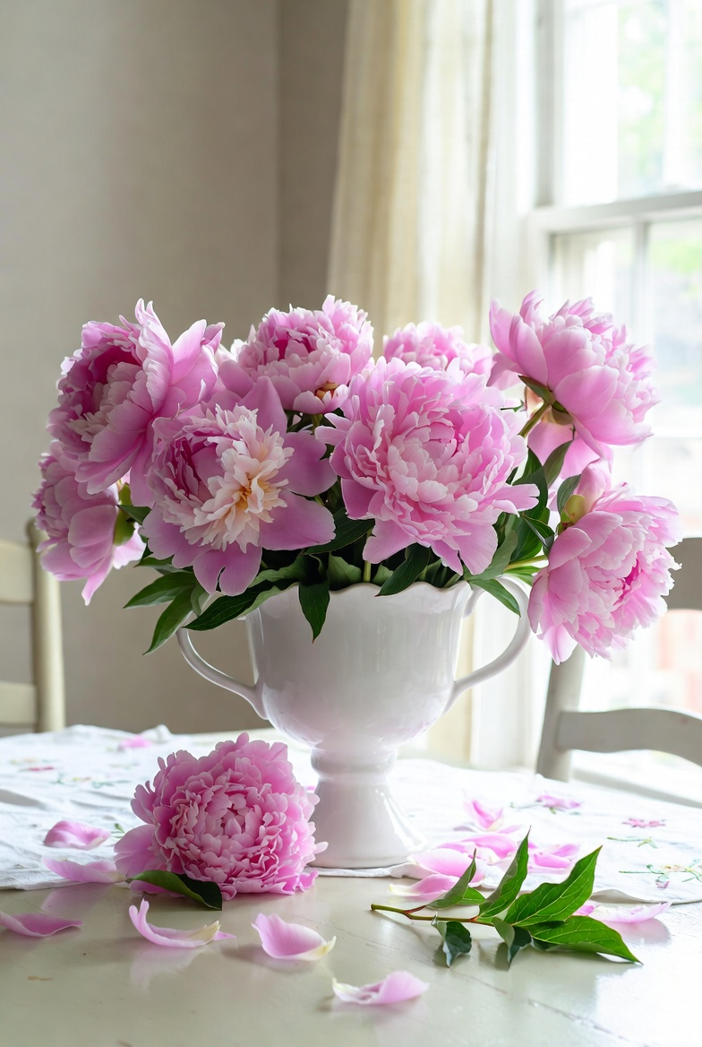 pink peony spring centerpiece dining table