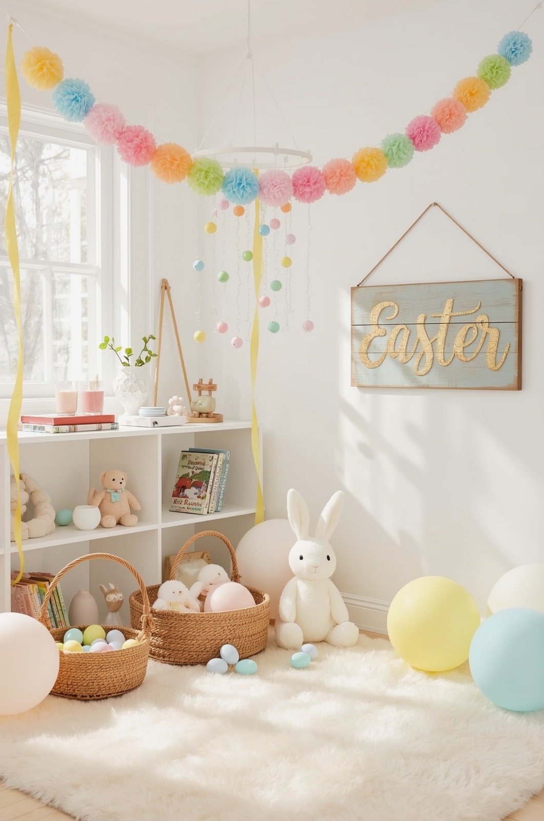 Colorful pom pom Spring Easter Garland