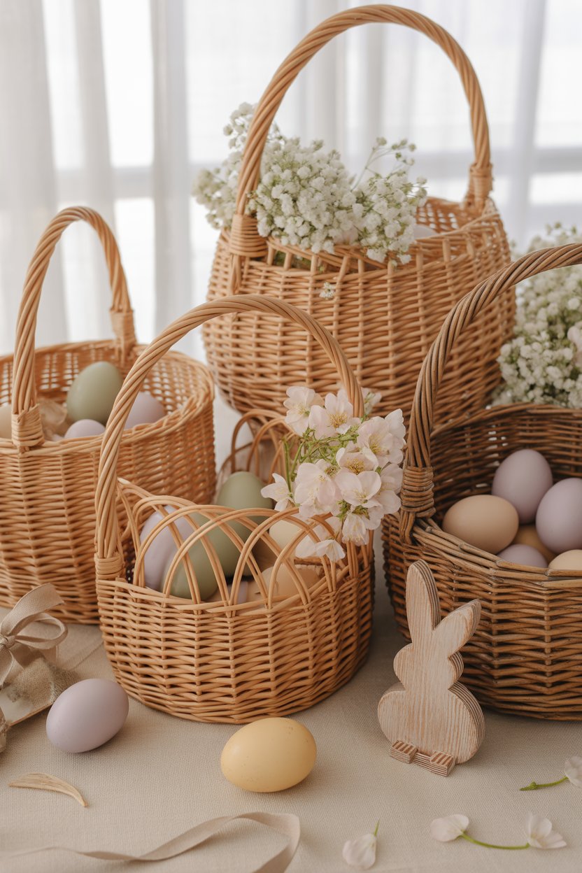rustic Easter basket decor with elegant styling