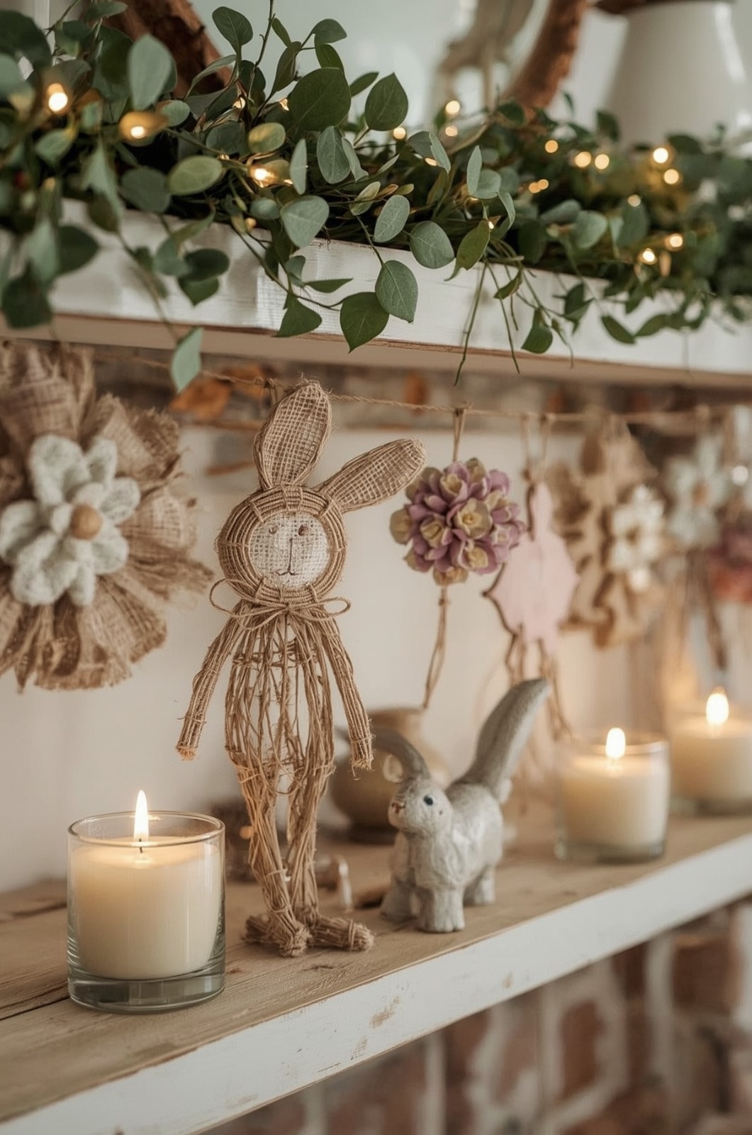 Rustic twine bunny Spring Easter Garland