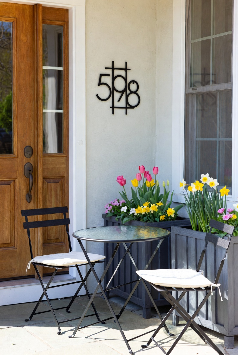 Compact foldable bistro set on a small porch for spring