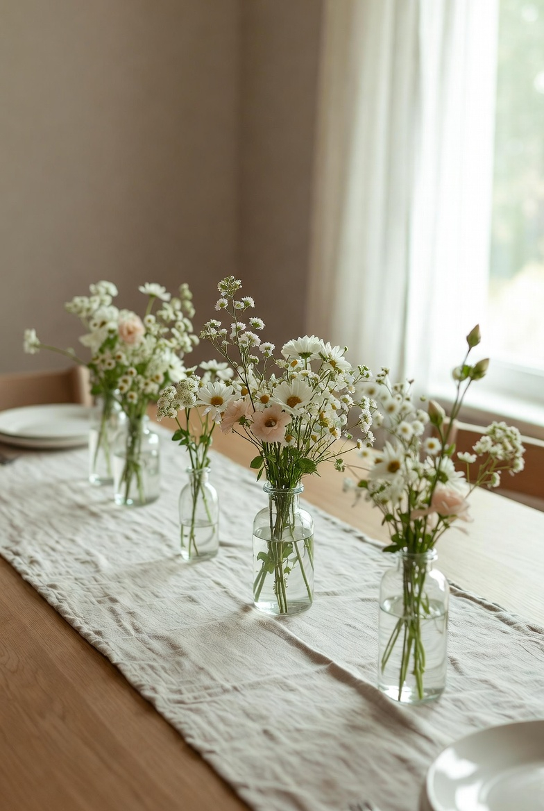 spring table runner with floral centerpiece ideas