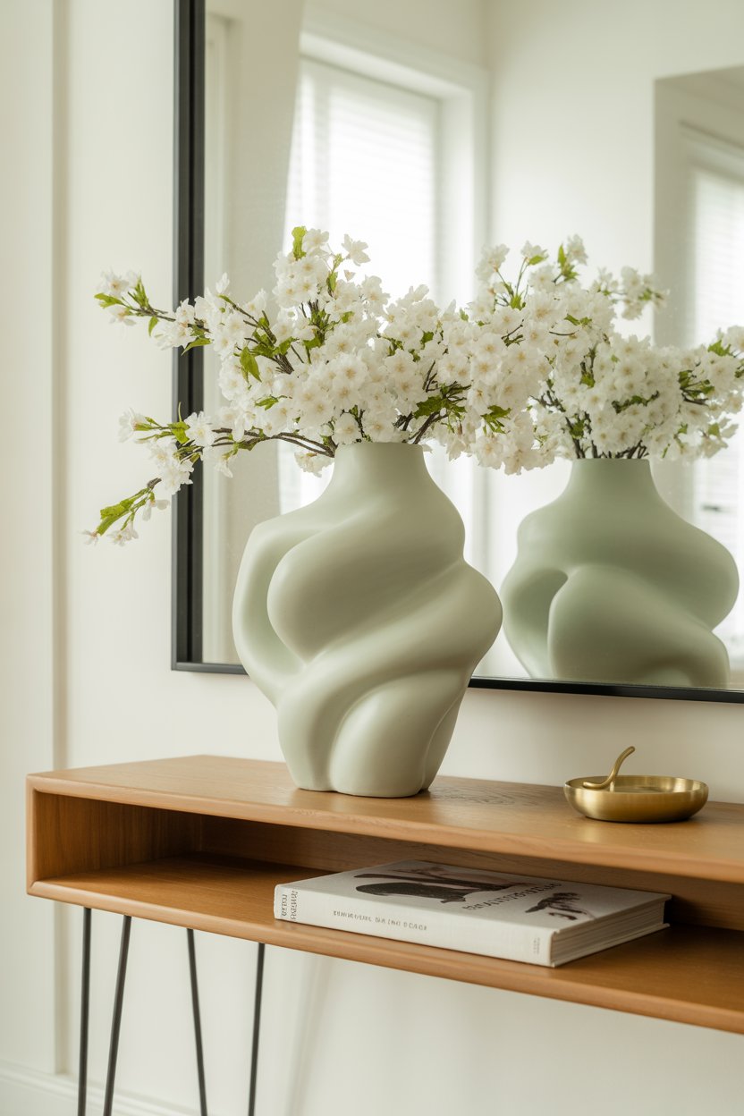 statement vase in small entryway