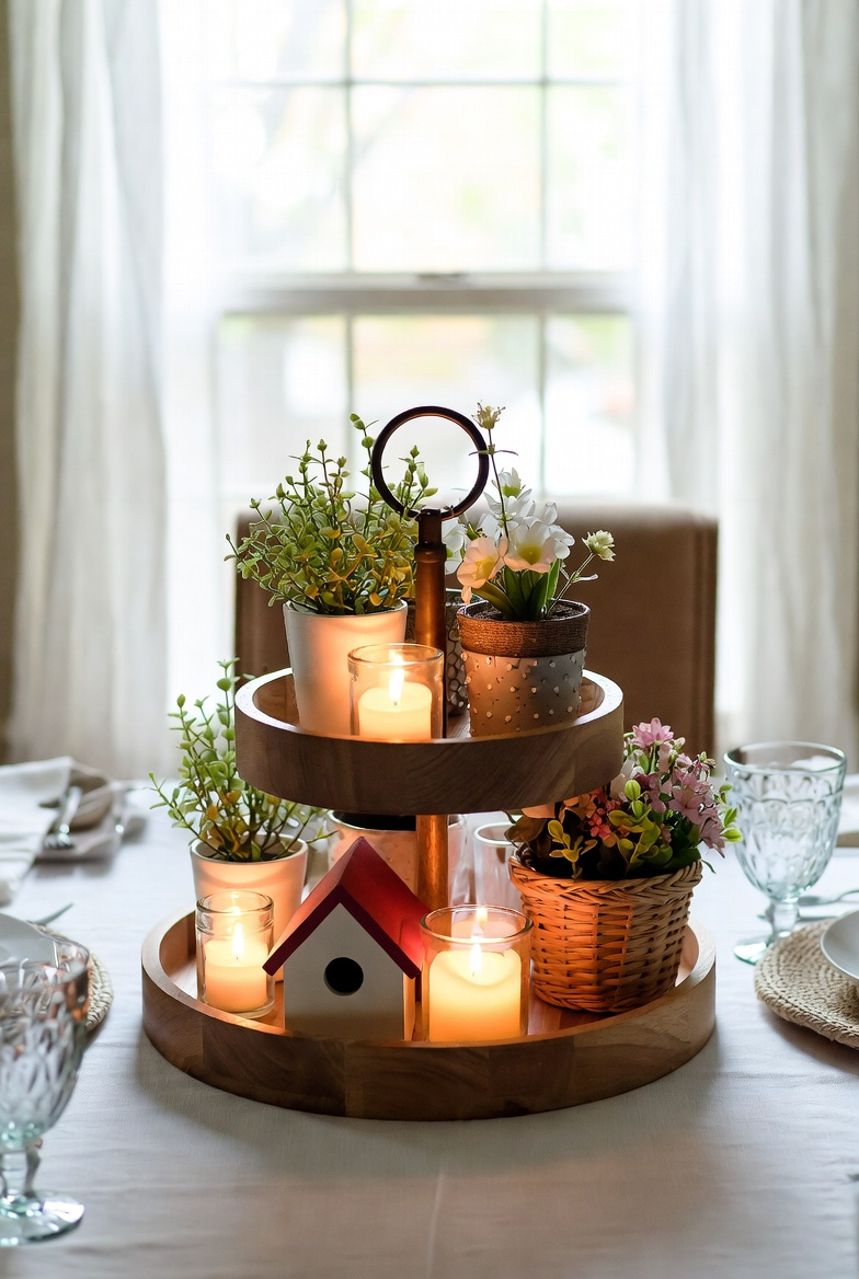 tiered tray spring centerpiece dining table