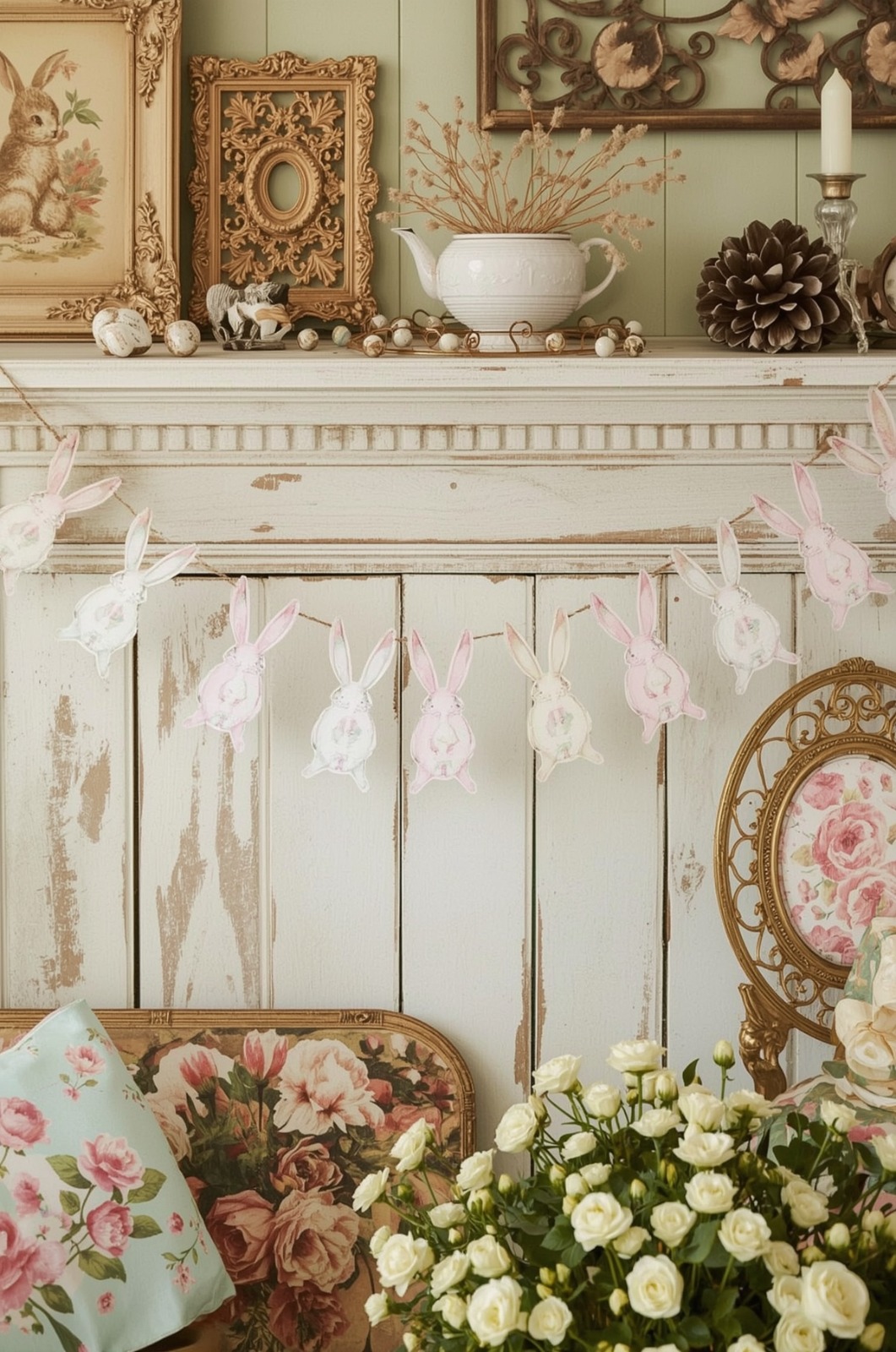 Vintage paper Spring Easter Garland