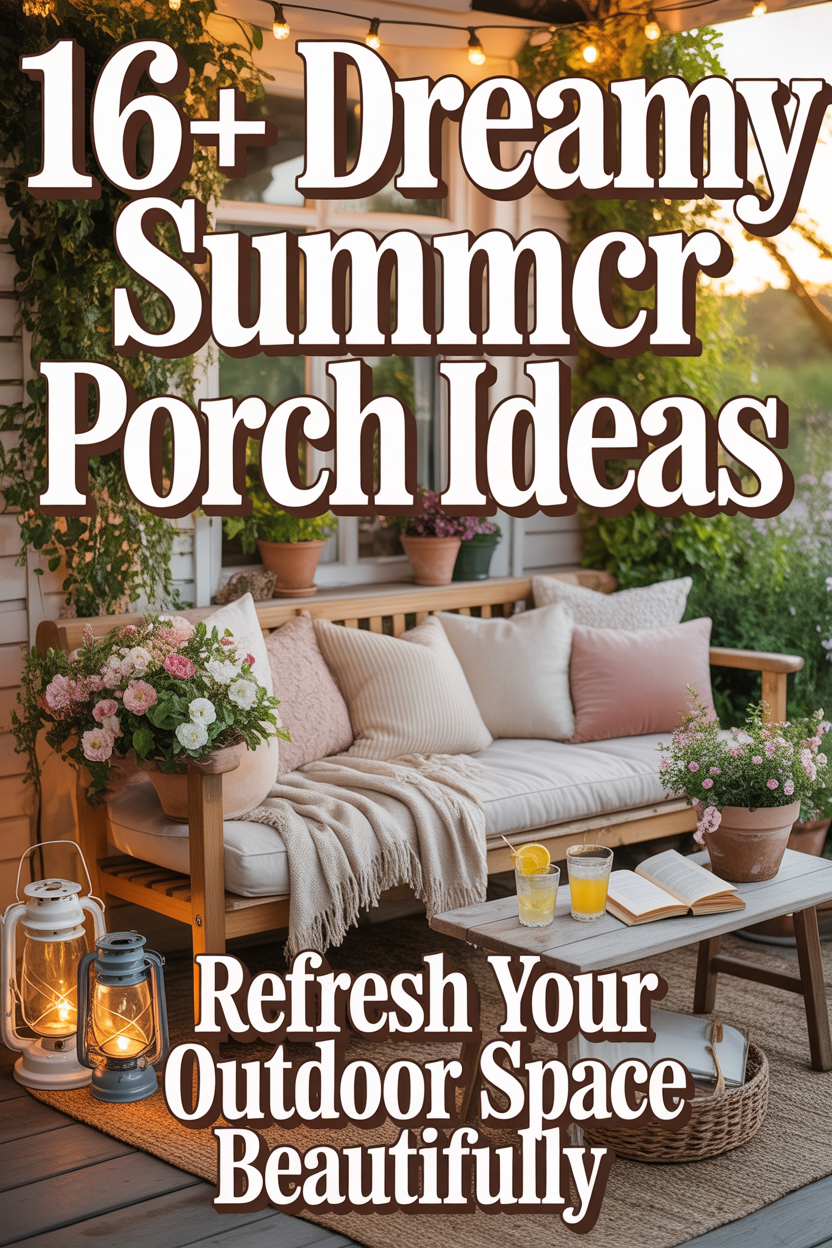 Cozy summer porch ideas with lights, cushions, and relaxing outdoor setup