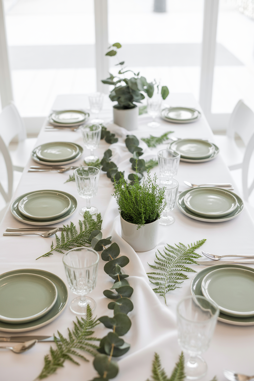 green white brunch decor