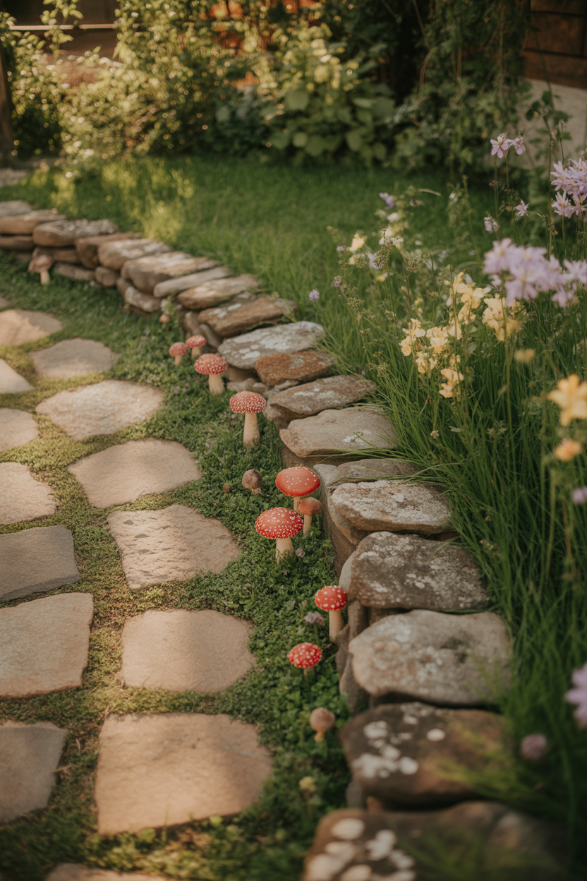 Stone Edges with Tiny Mushroom Accents