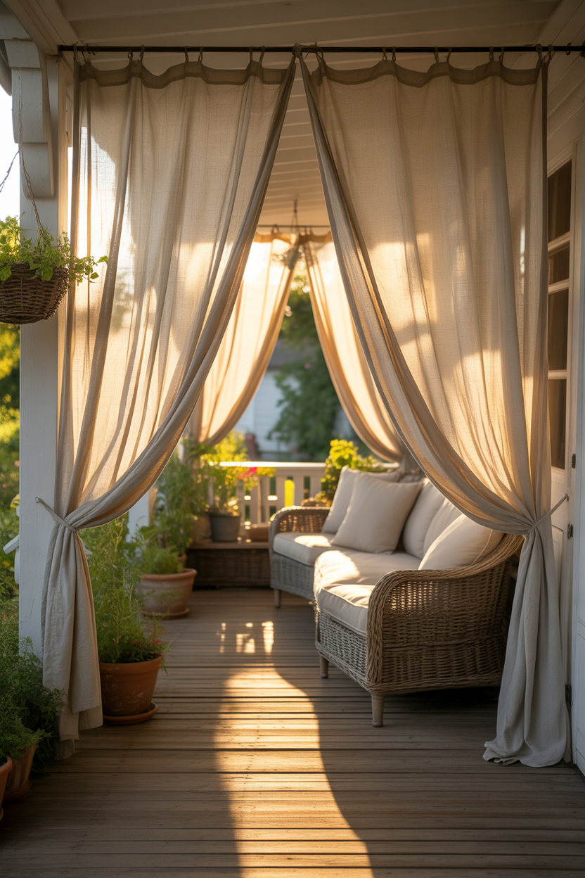 airy curtains, summer porch decor ideas to refresh your outdoor space