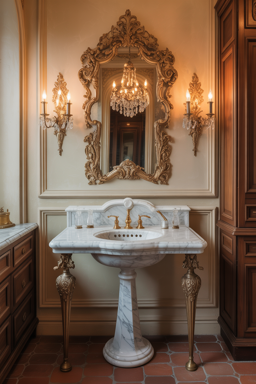 antique gold fixtures old Italian bathroom ideas