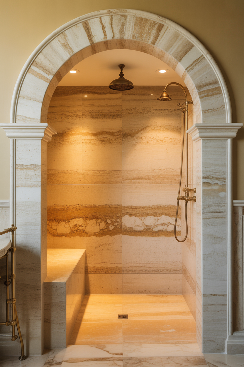 arched shower old Italian bathroom ideas elegant design