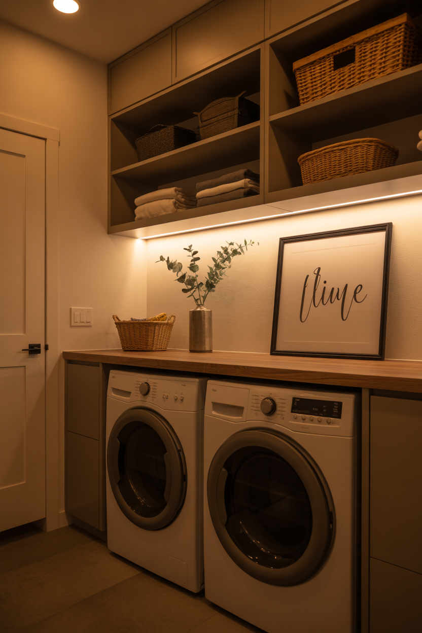 basement laundry room ideas with compact folding station