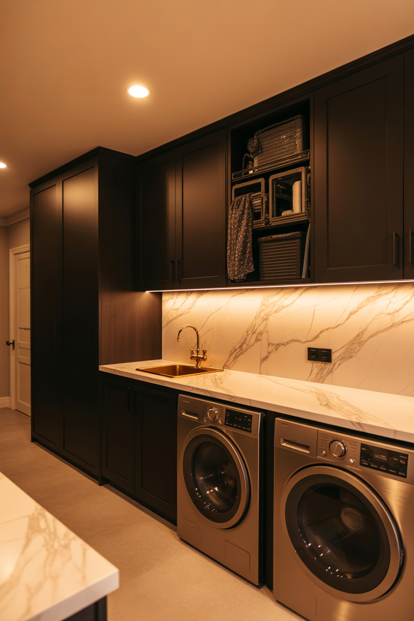 basement laundry room ideas with marble countertop luxury