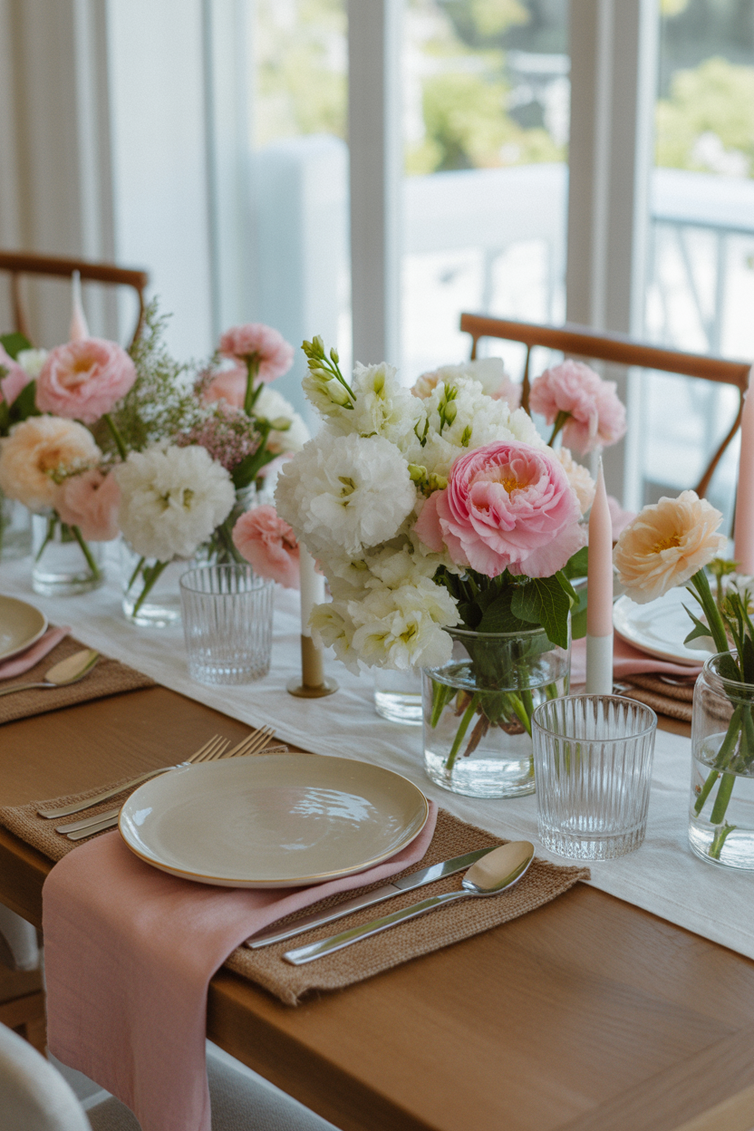 elegant floral centerpiece Mother’s Day brunch table decor