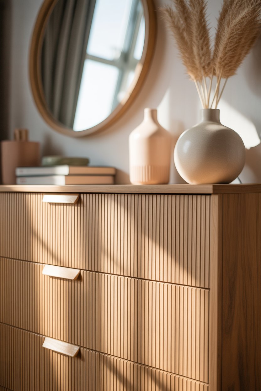 IKEA dr IKEA dresser with vertical wooden slats adding texture and modern style