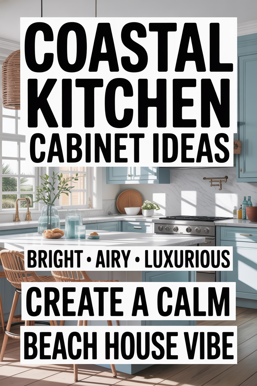 Coastal kitchen cabinets with bright airy design and soft beach-style colors