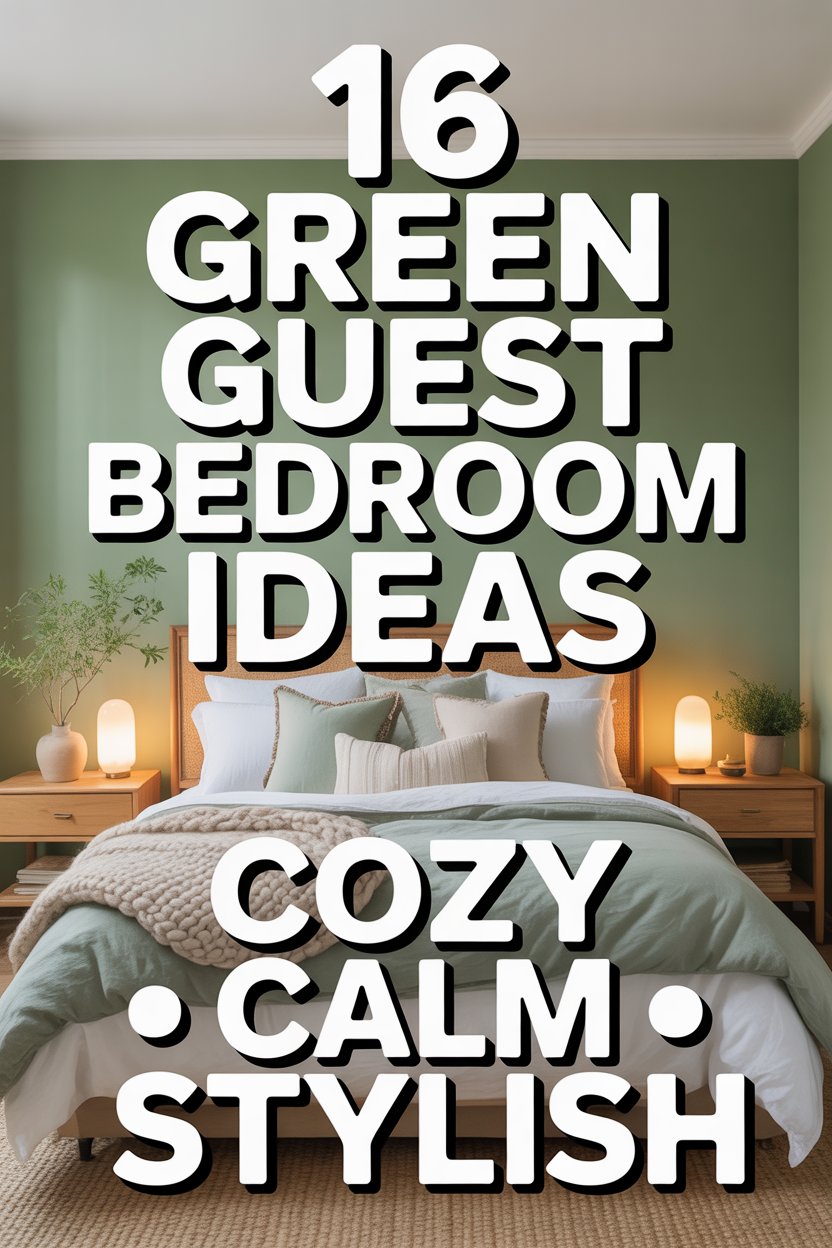 Cozy green guest room with modern decor and warm inviting style