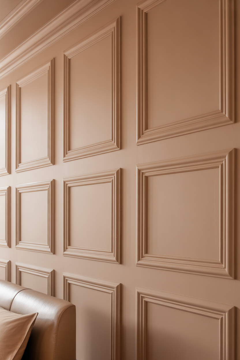 elegant wall molding panel design in neutral luxury bedroom