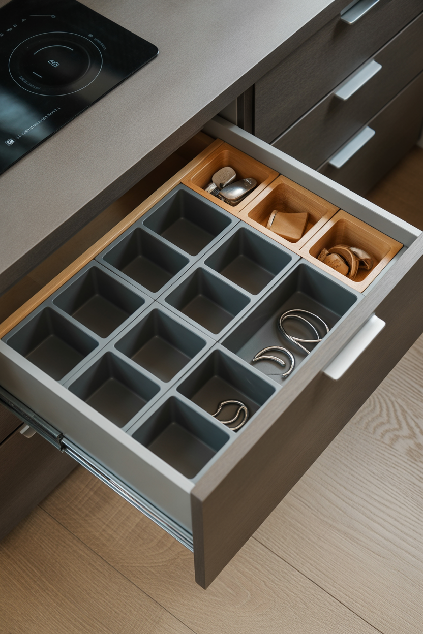 DIY drawer dividers for organized storage in the kitchen or bedroom