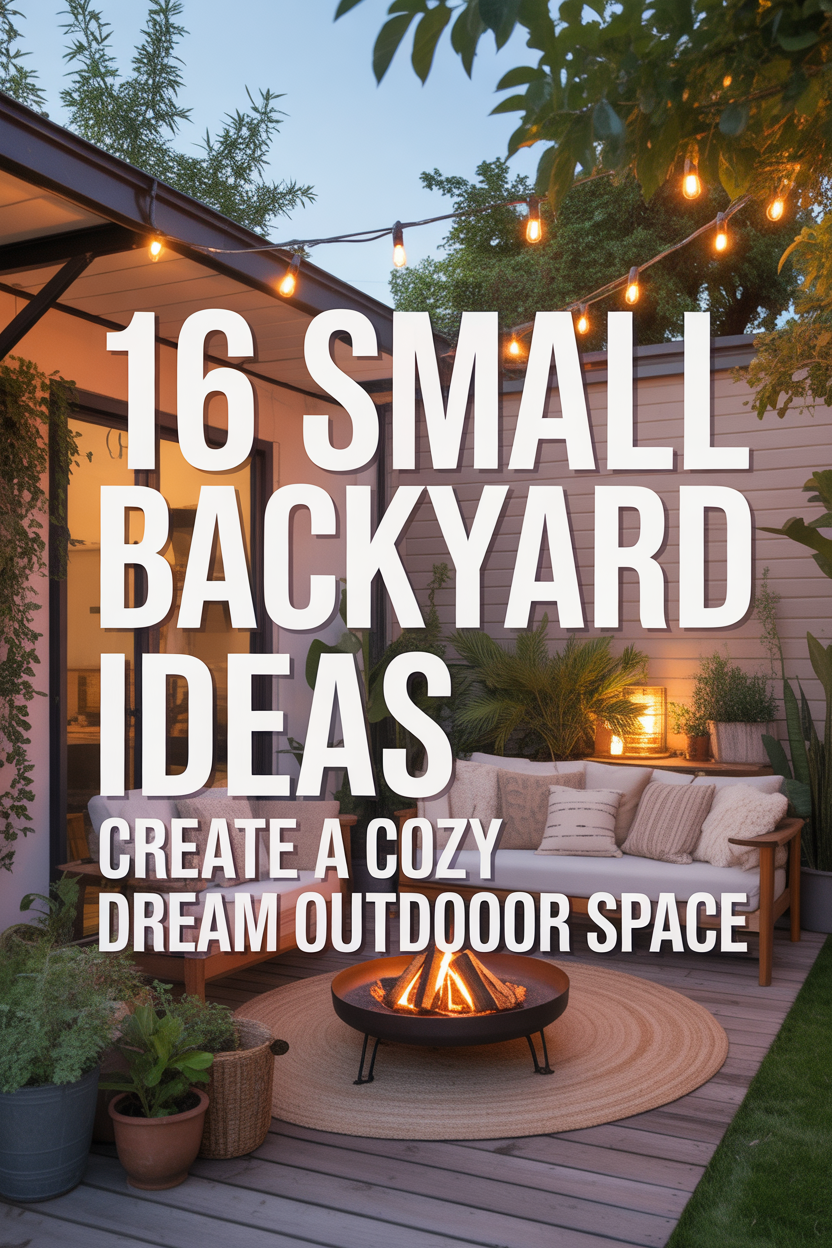 Dreamy small backyard with cozy seating and warm lights